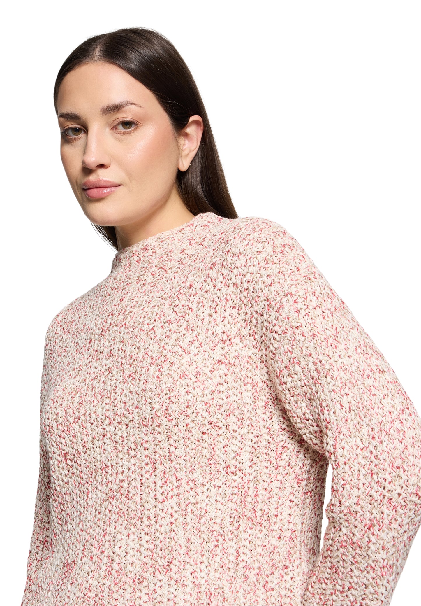 Strickpullover Kurz 1/1 Arm Nature/Red Bild 6