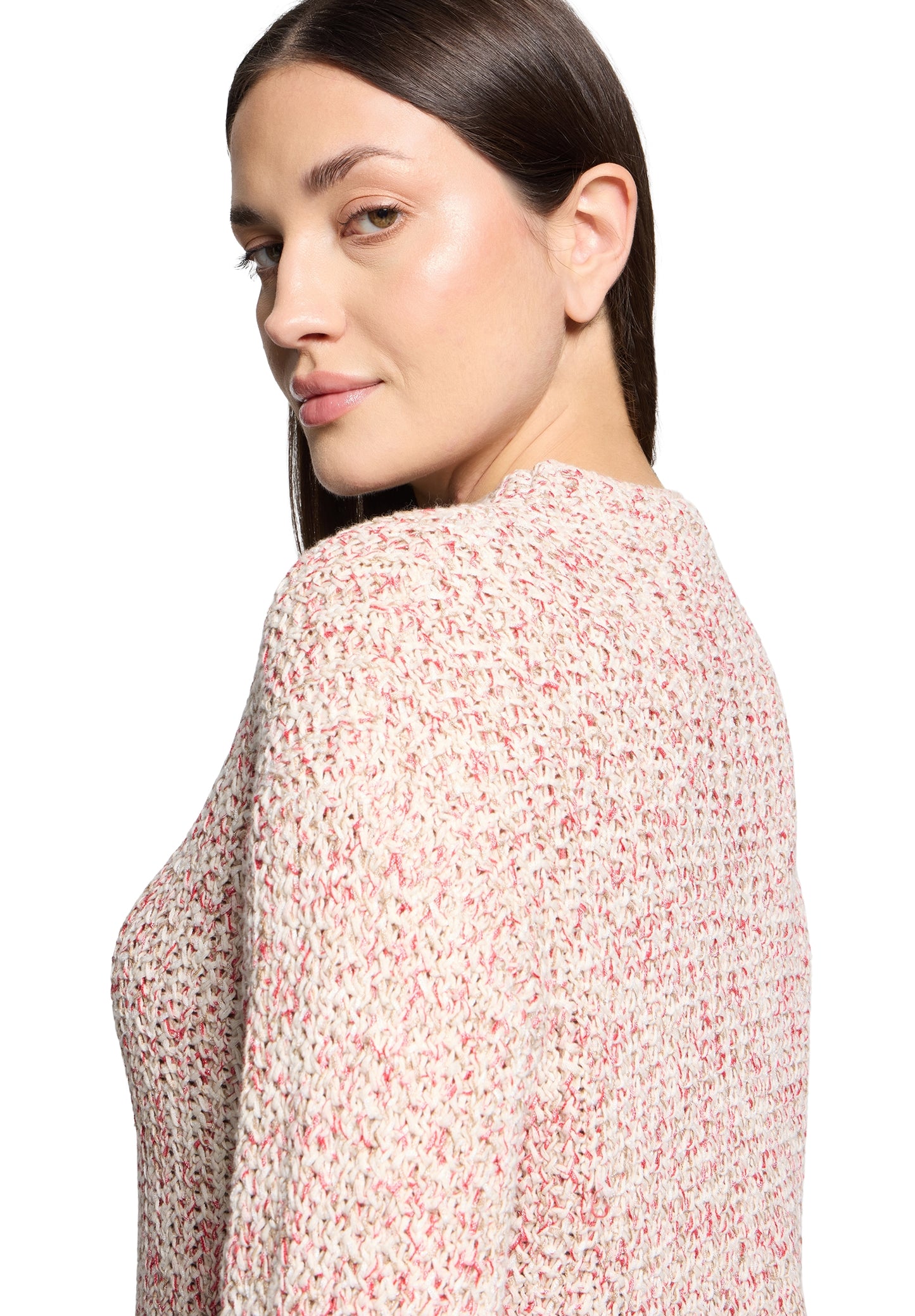 Strickpullover Kurz 1/1 Arm Nature/Red Bild 7