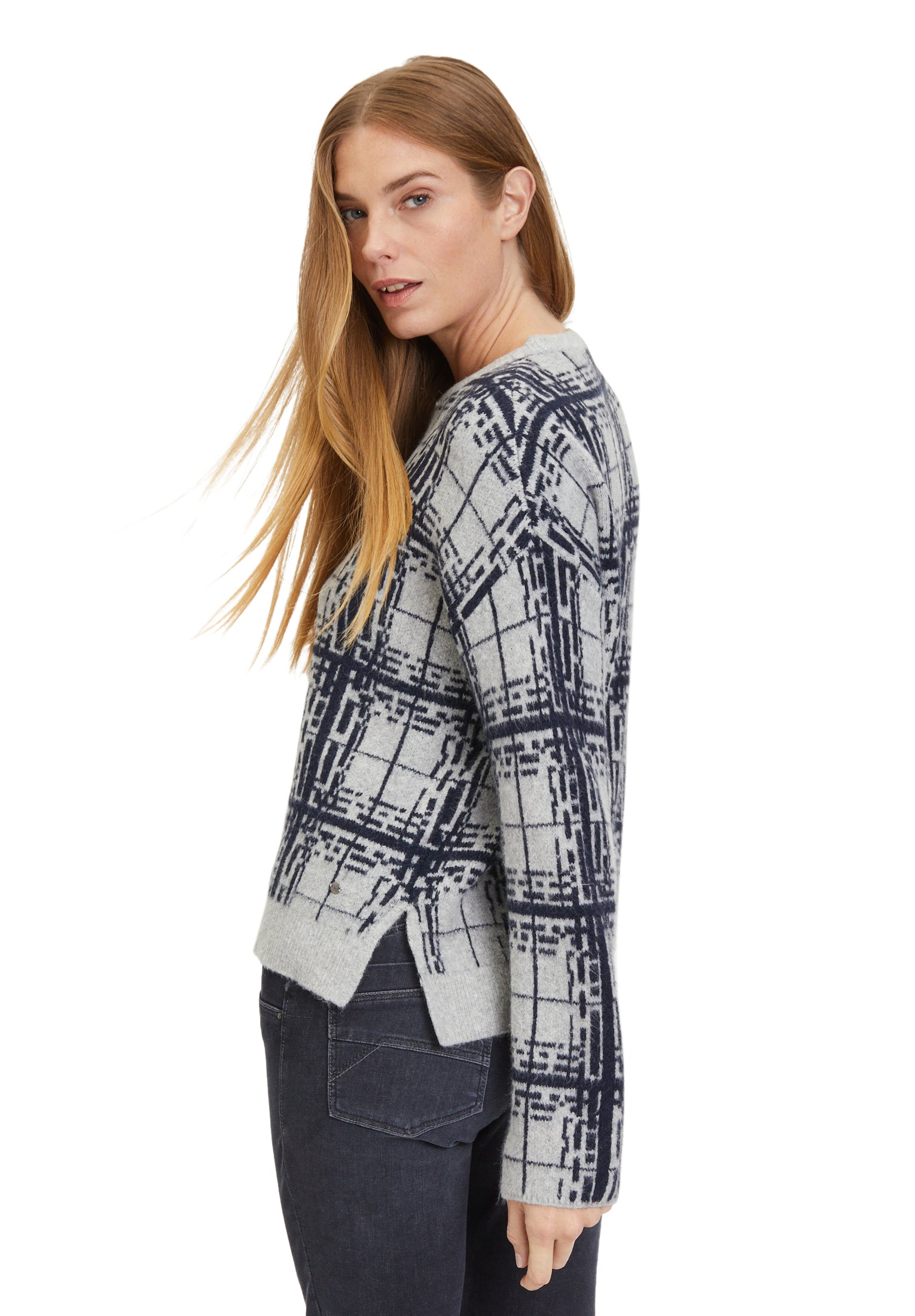 Strickpullover Kurz 1/1 Arm Grey/Dark Blue Bild 4