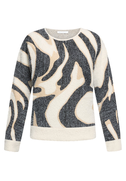 Strickpullover Kurz 1/1 Arm Cream/Black Bild 1