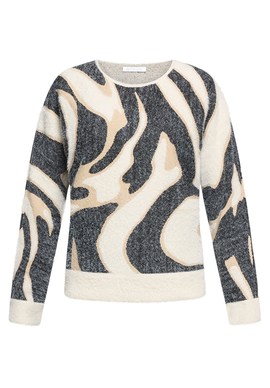 Strickpullover Kurz 1/1 Arm Cream/Black Bild 1