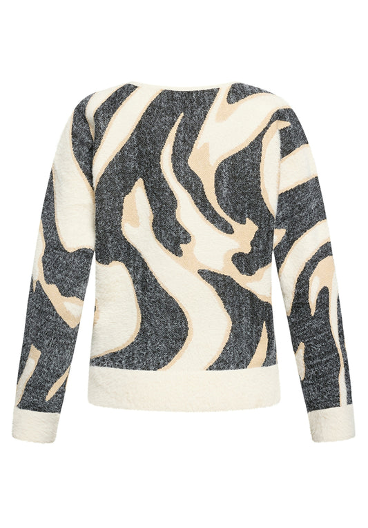 Strickpullover Kurz 1/1 Arm Cream/Black Bild 2