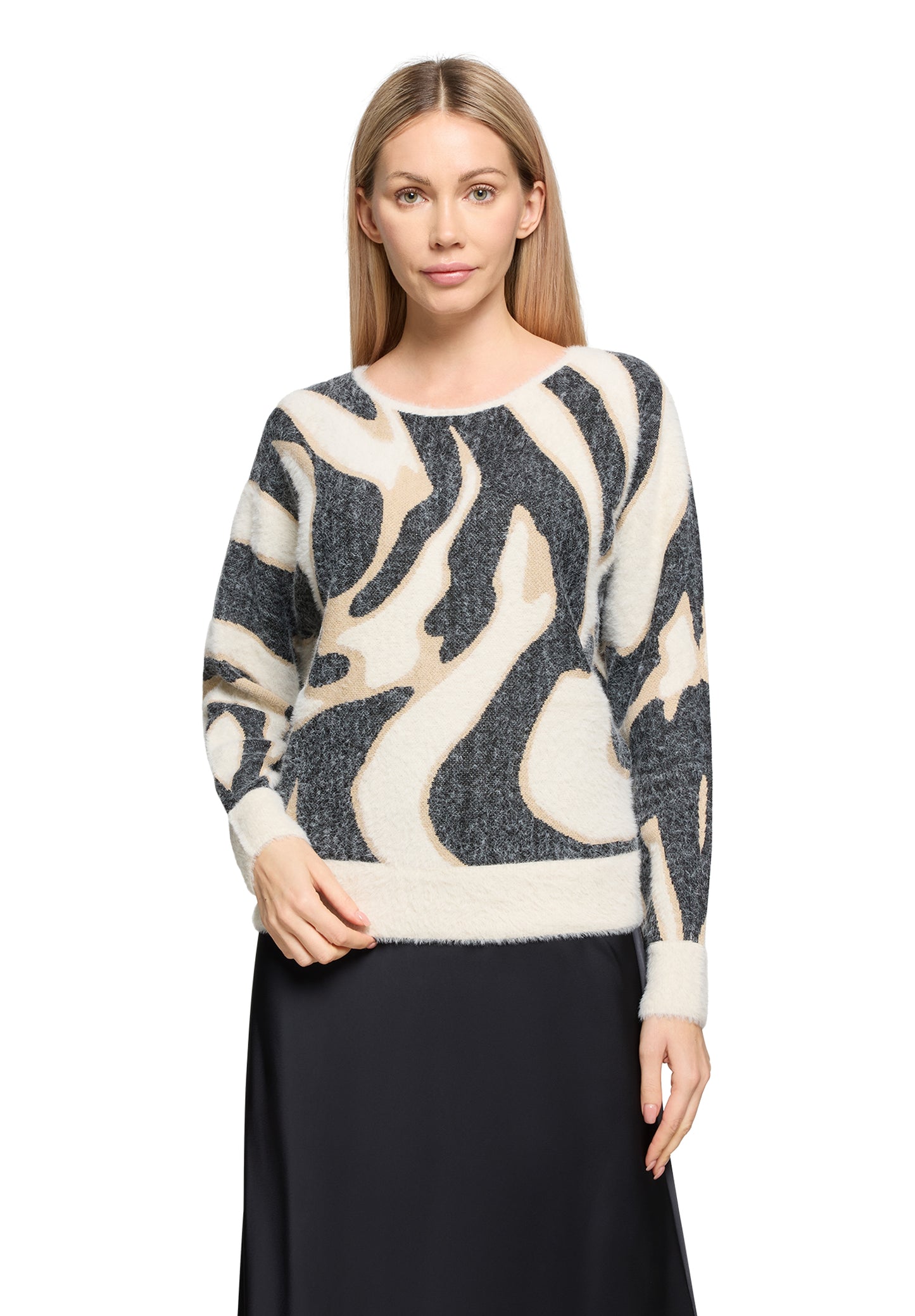 Strickpullover Kurz 1/1 Arm Cream/Black Bild 3