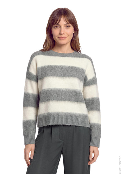 Strickpullover Kurz 1/1 Arm Grey/Cream Bild 3