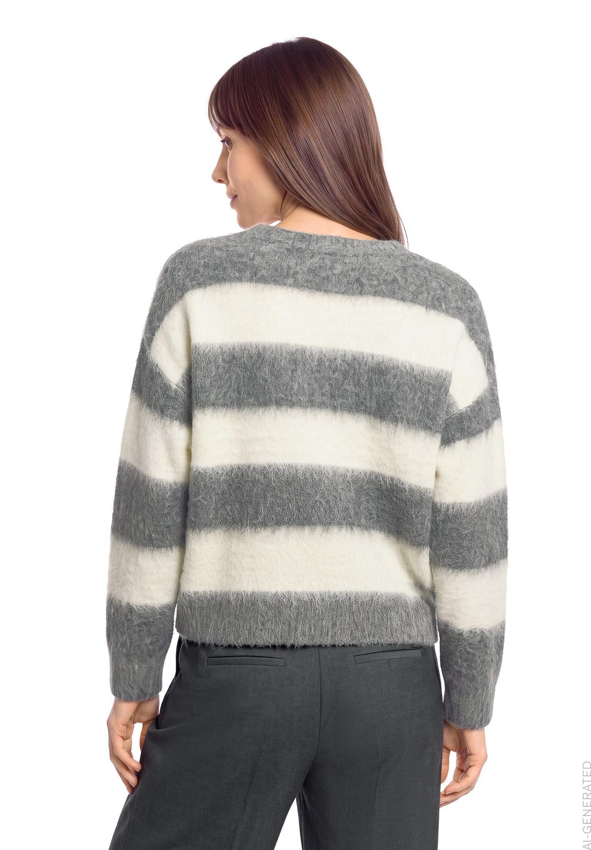 Strickpullover Kurz 1/1 Arm Grey/Cream Bild 4