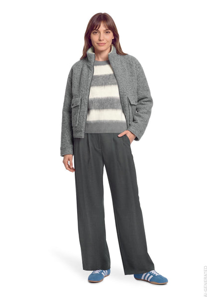 Strickpullover Kurz 1/1 Arm Grey/Cream Bild 5