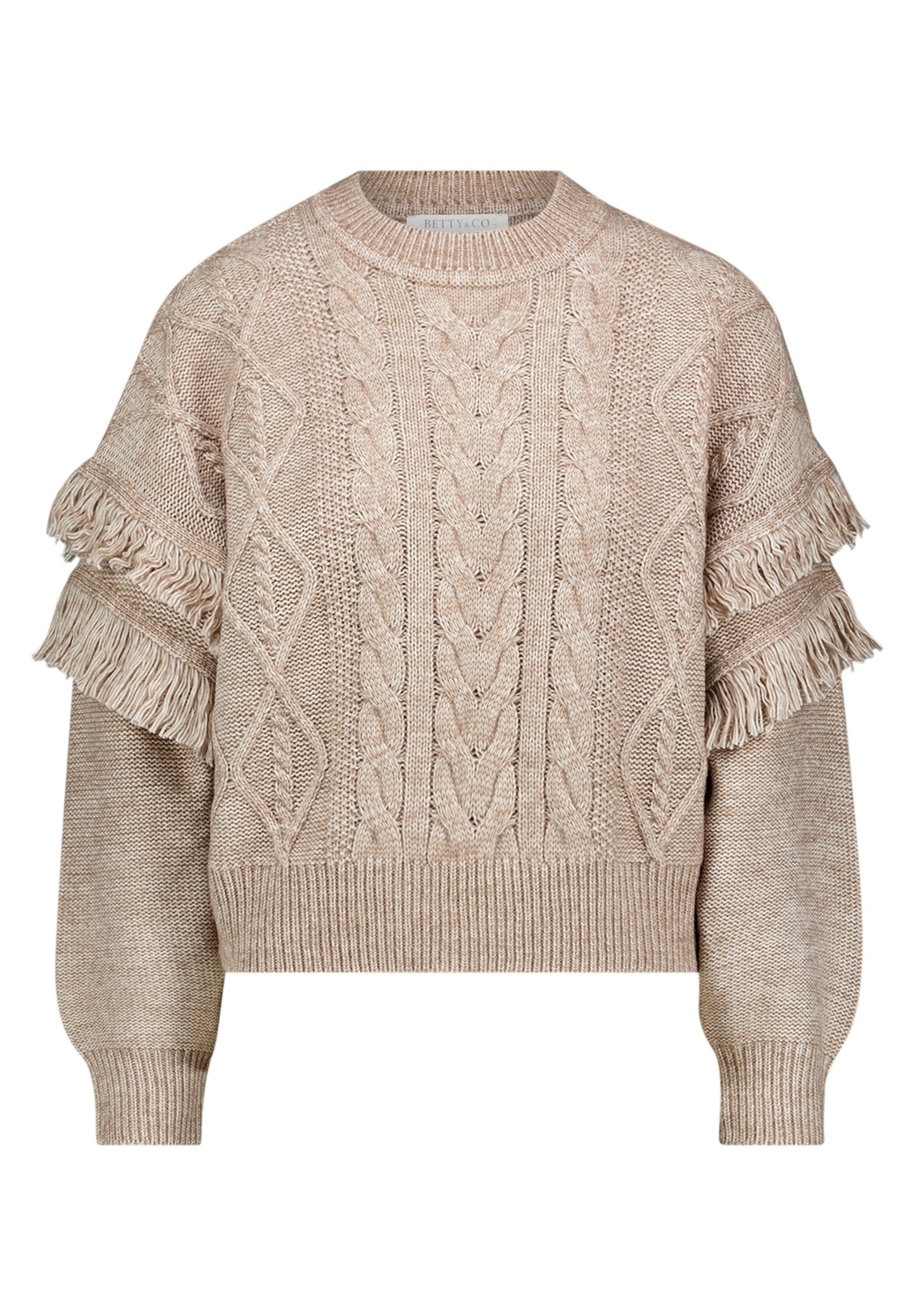 Strickpullover Kurz 1/1 Arm Taupe Melange Bild 1