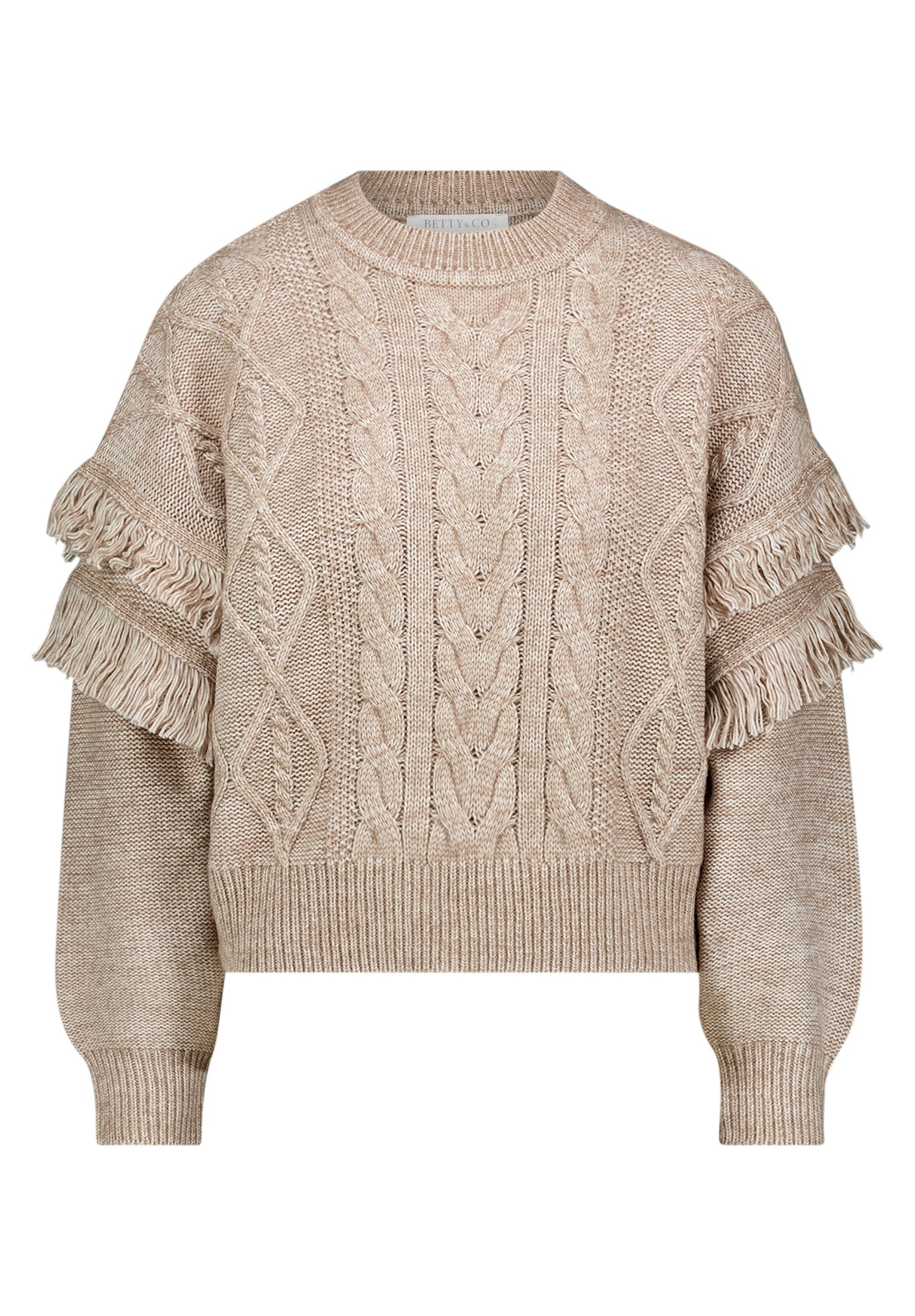 Strickpullover Kurz 1/1 Arm Taupe Melange Bild 1