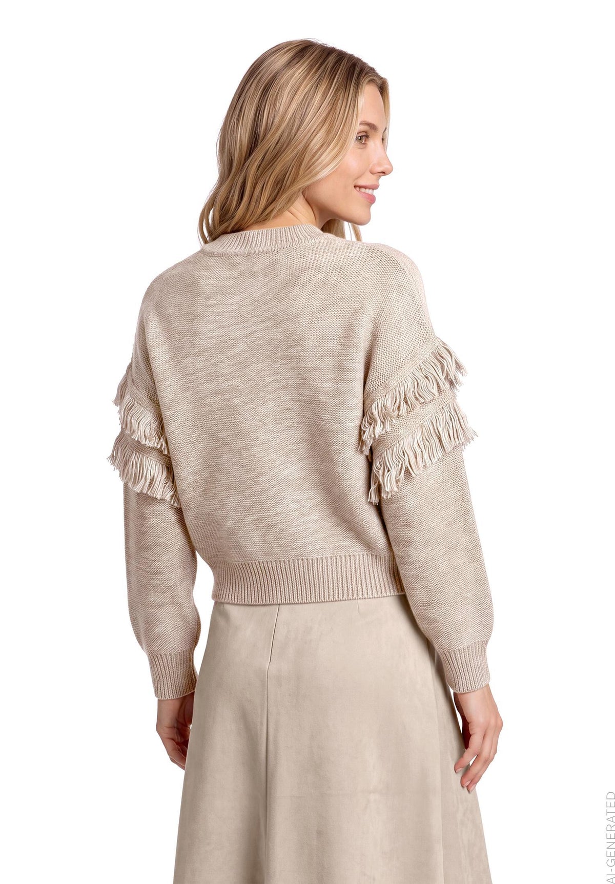 Strickpullover Kurz 1/1 Arm Taupe Melange Bild 4