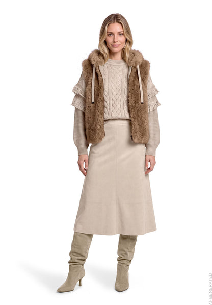 Strickpullover Kurz 1/1 Arm Taupe Melange Bild 5