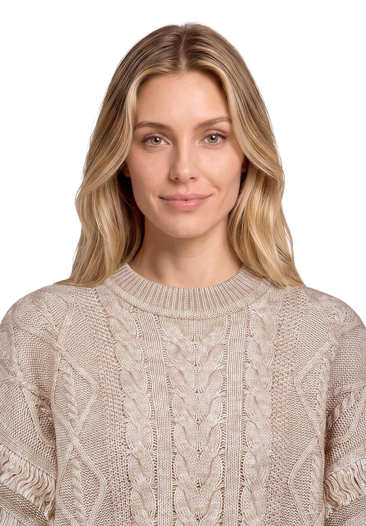 Strickpullover Kurz 1/1 Arm Taupe Melange Bild 6