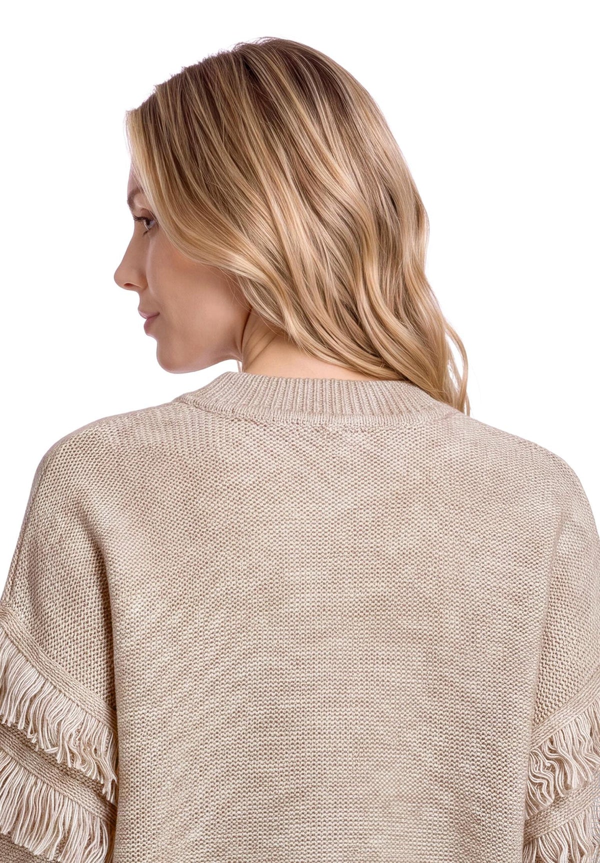 Strickpullover Kurz 1/1 Arm Taupe Melange Bild 7