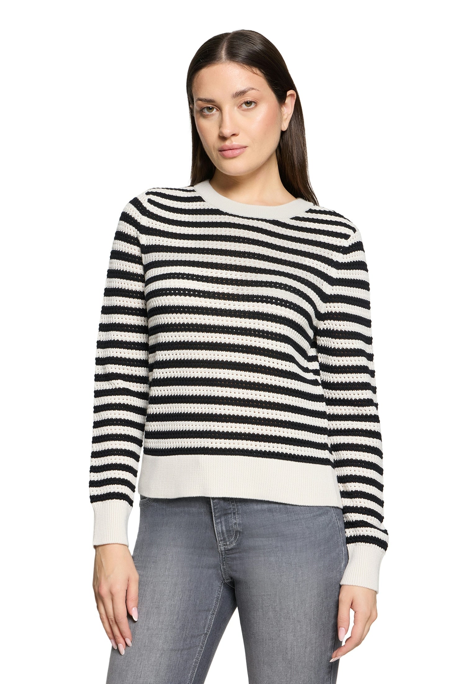 Strickpullover Kurz 1/1 Arm Cream/Black Bild 1