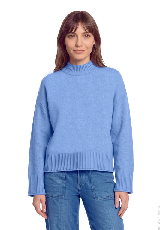 Strickpullover Kurz 1/1 Arm Blue Melange Bild 2