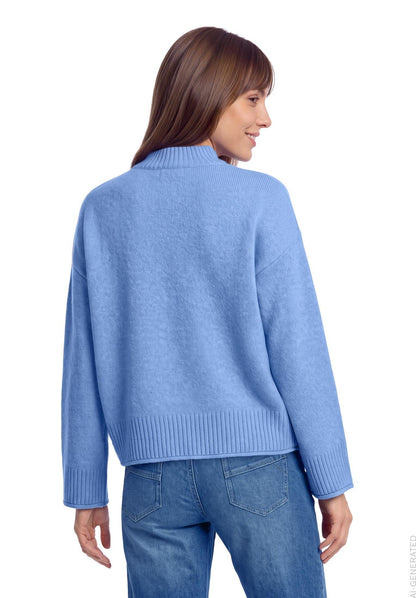 Strickpullover Kurz 1/1 Arm Blue Melange Bild 3