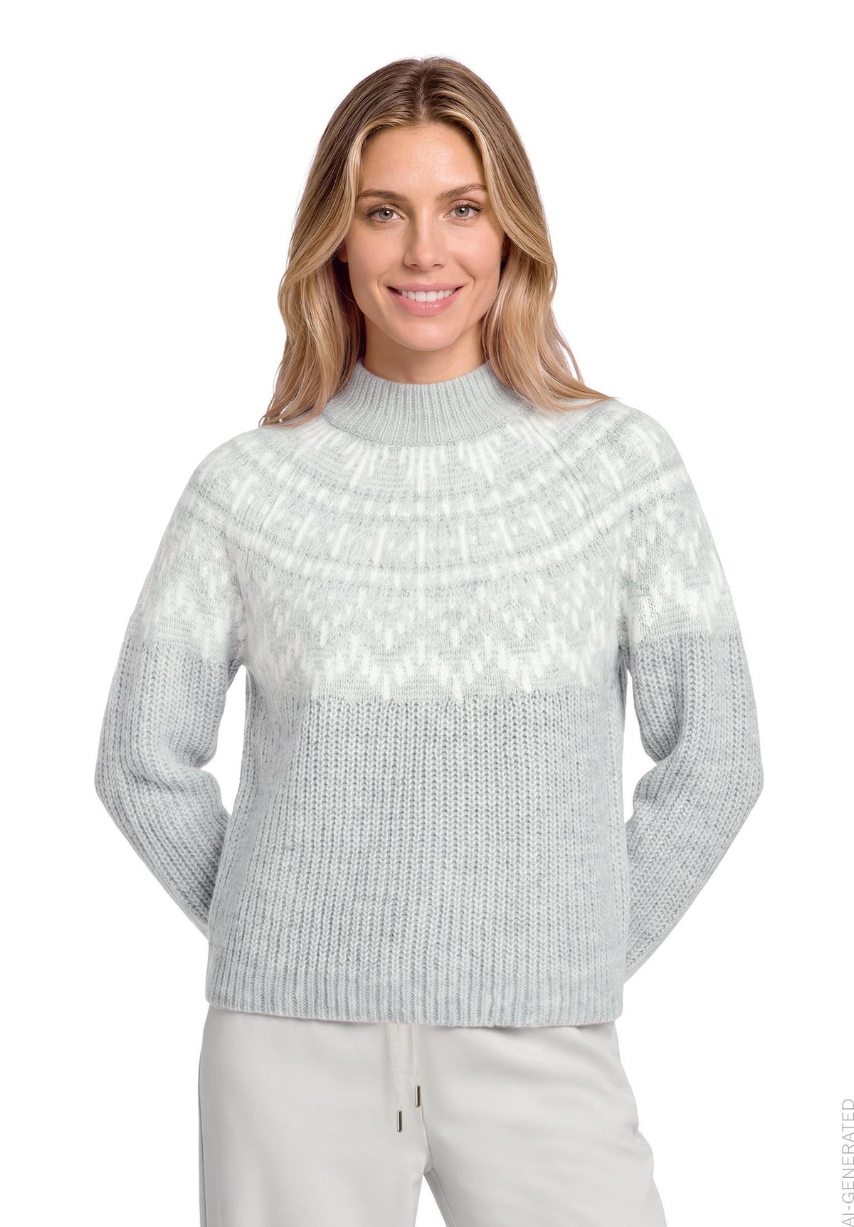 Strickpullover Kurz 1/1 Arm Grey/Cream Bild 3