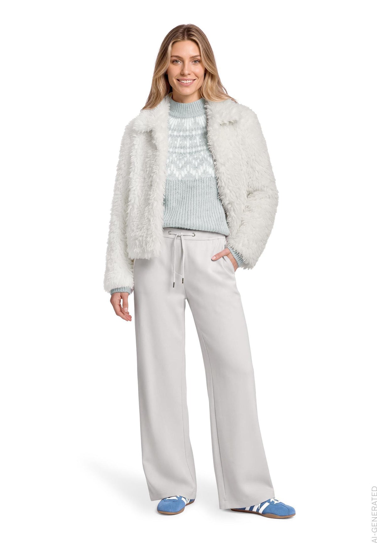 Strickpullover Kurz 1/1 Arm Grey/Cream Bild 5
