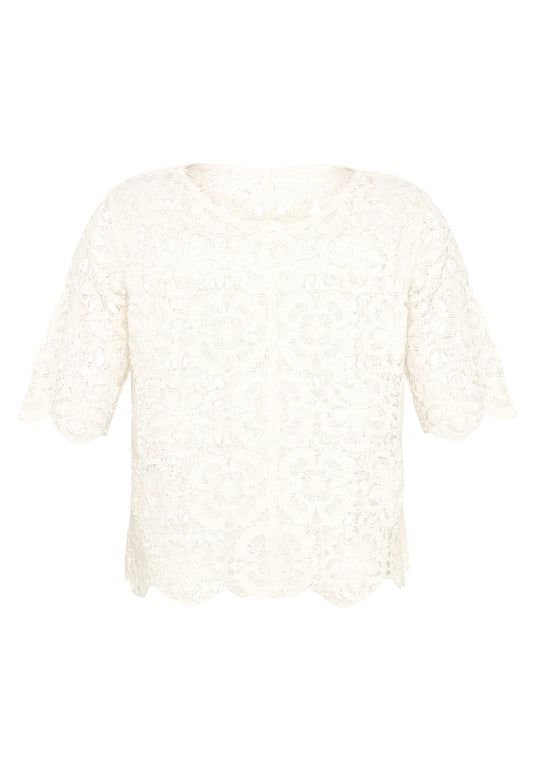 Strickpullover Kurz 1/2 Arm Offwhite Bild 1