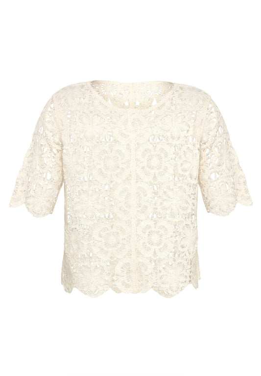 Strickpullover Kurz 1/2 Arm Offwhite Bild 1