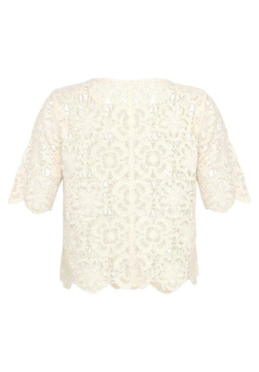 Strickpullover Kurz 1/2 Arm Offwhite Bild 2