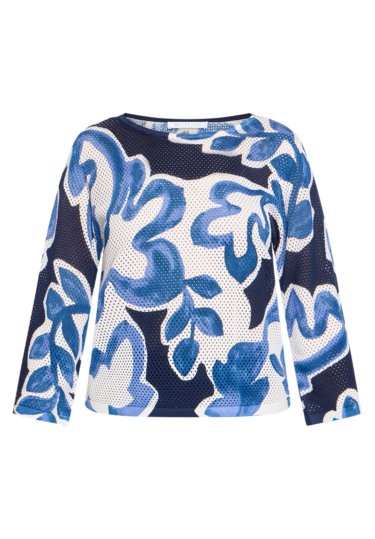 Strickpullover Kurz 3/4 Arm Cream/Dark Blue Bild 1