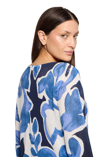 Strickpullover Kurz 3/4 Arm Cream/Dark Blue Bild 7