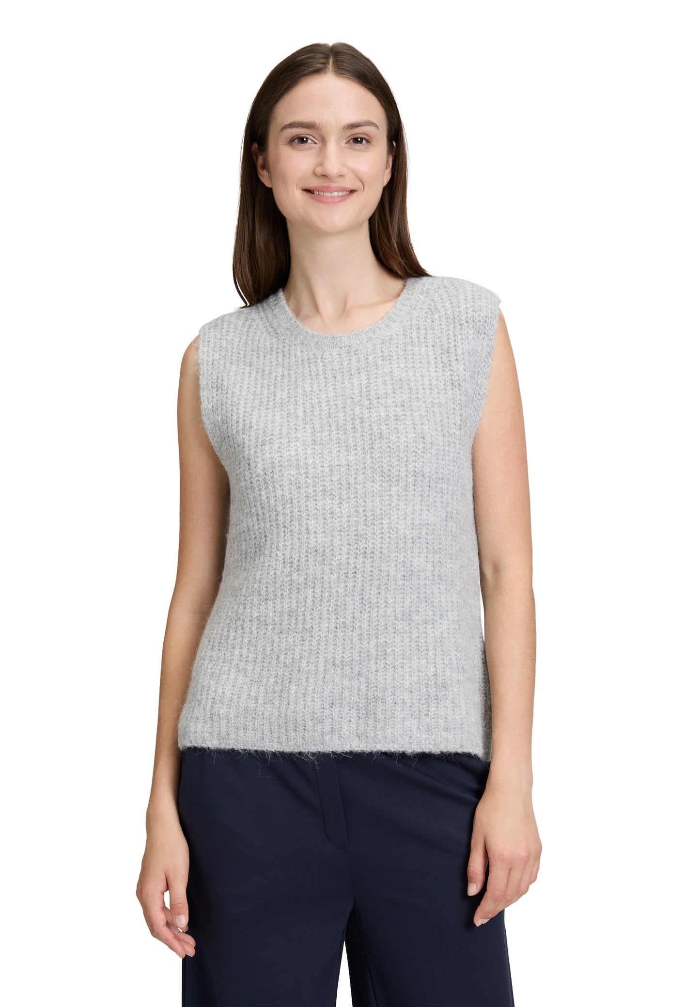 Strickpullover Kurz ohne Arm Light Silver Melange Bild 3