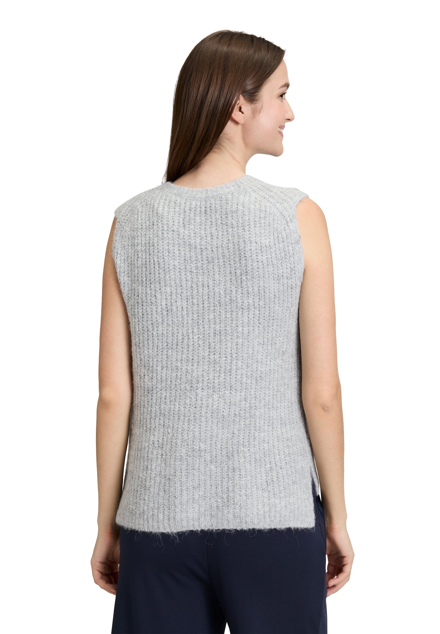 Strickpullover Kurz ohne Arm Light Silver Melange Bild 4