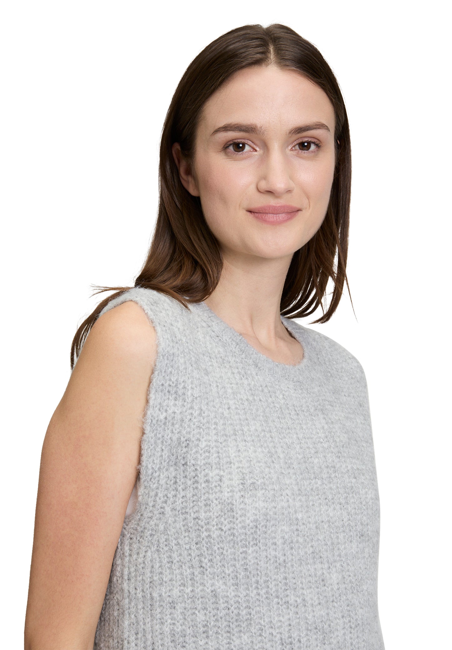 Strickpullover Kurz ohne Arm Light Silver Melange Bild 6