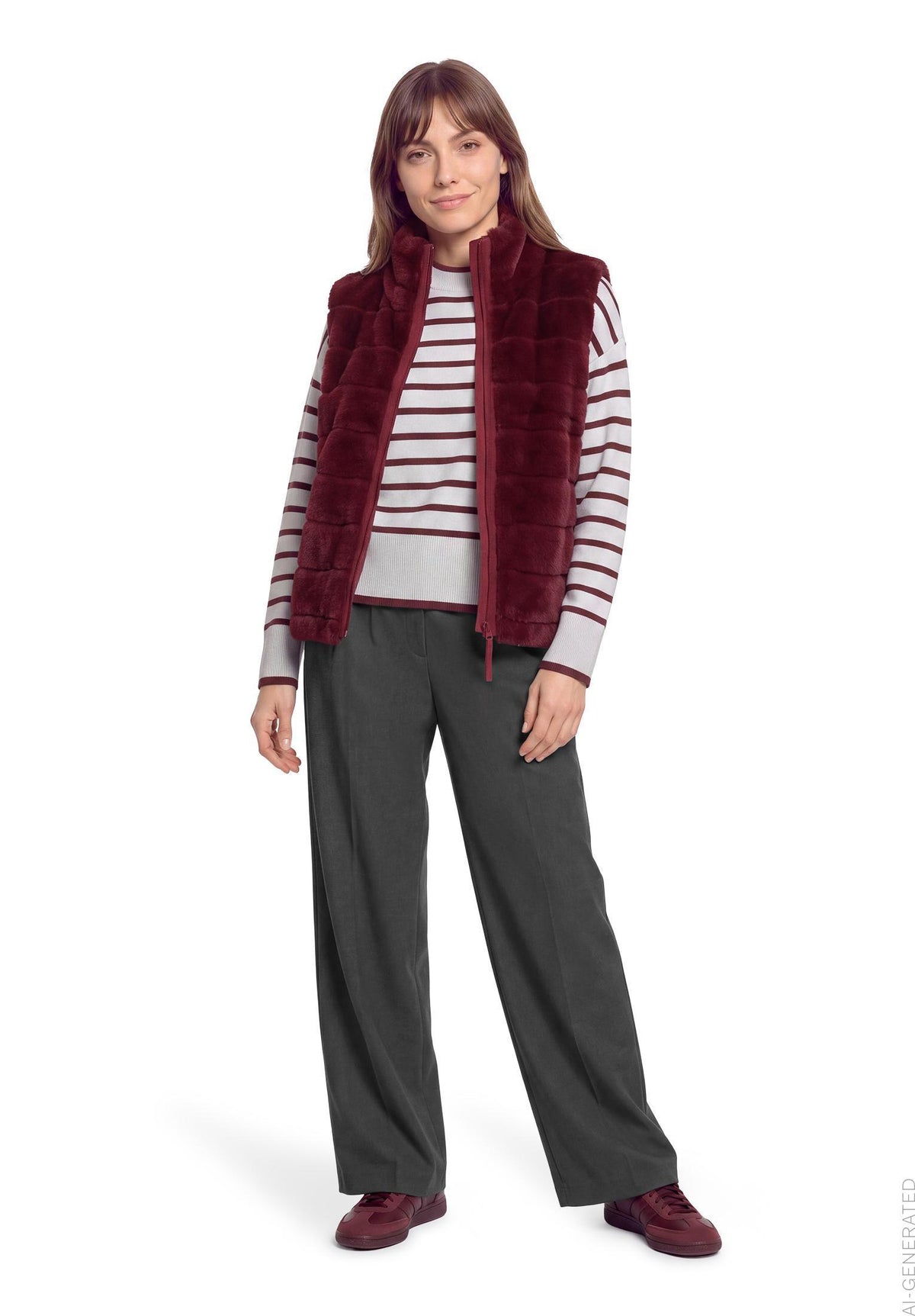 Kunstfell-Weste Fall Burgundy Bild 5