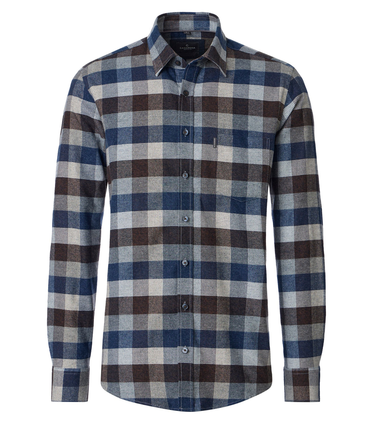 Flanellhemd Langarm 100 blau Bild 1