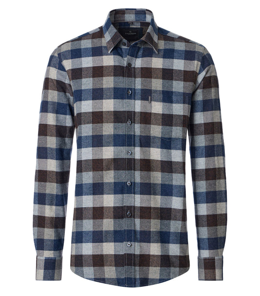 Flanellhemd Langarm 100 blau Bild 1