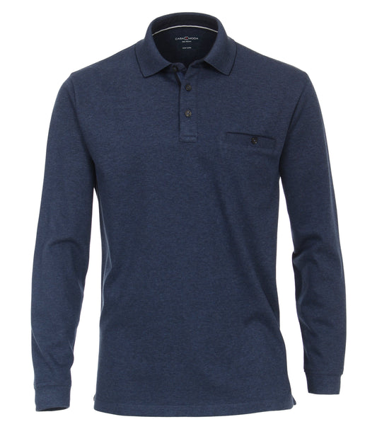 Polo-Shirt Langarm gestreift 107 blau Bild 1