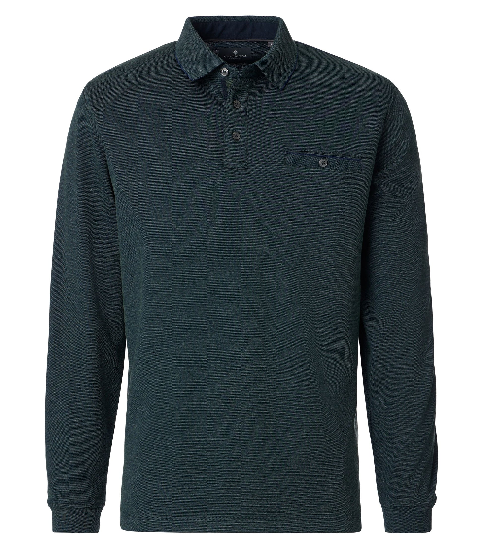 Polo-Shirt Langarm gestreift 337 grUEn Bild 1