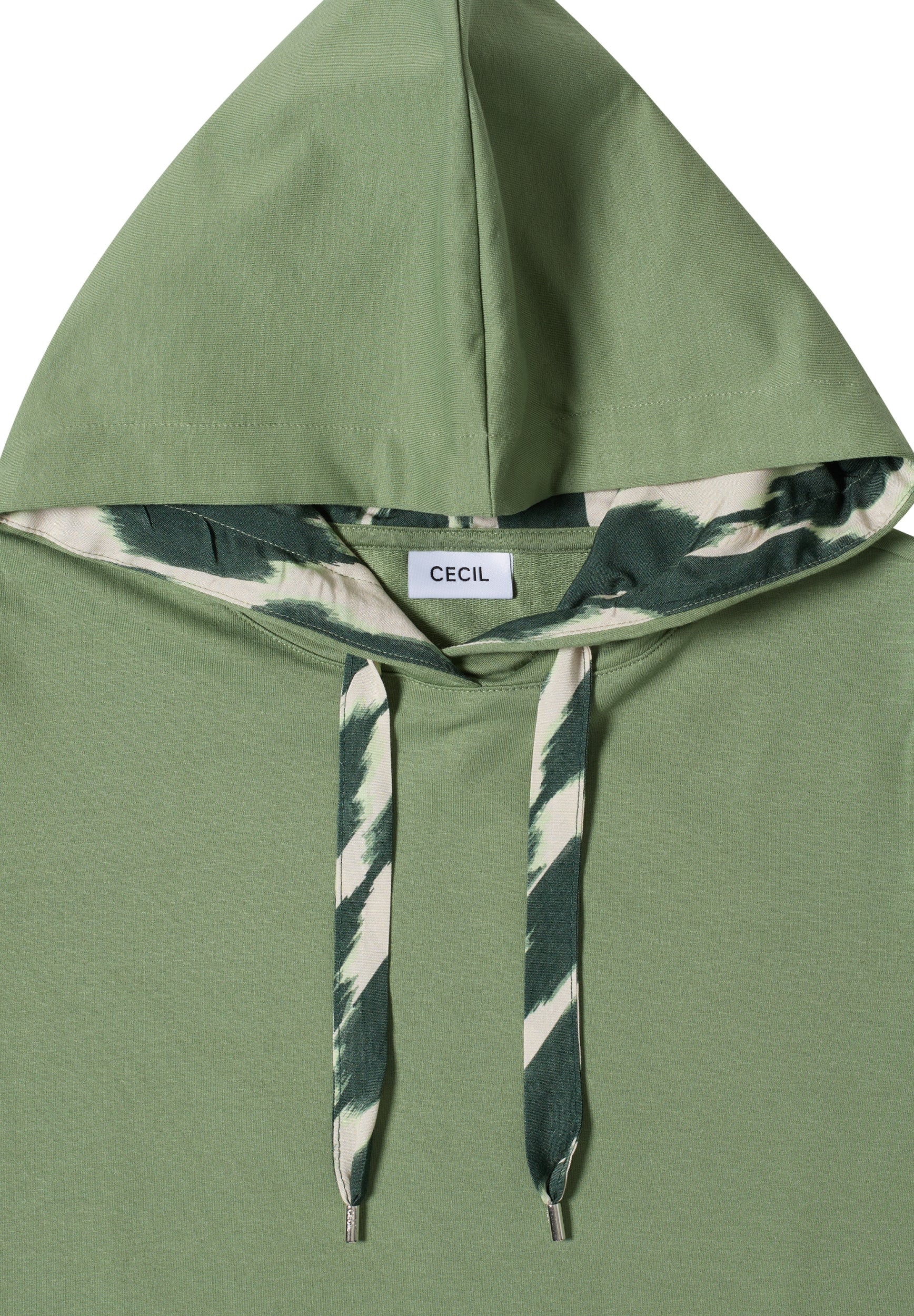 3/4-Arm Shirt mit Kapuze und Printdetails deep matcha green Bild 2