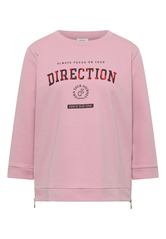 3/4-Arm Shirt mit Rundhals und Wording mellow rose Bild 1