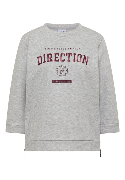 3/4-Arm Shirt mit Rundhals und Wording light grey melange Bild 1