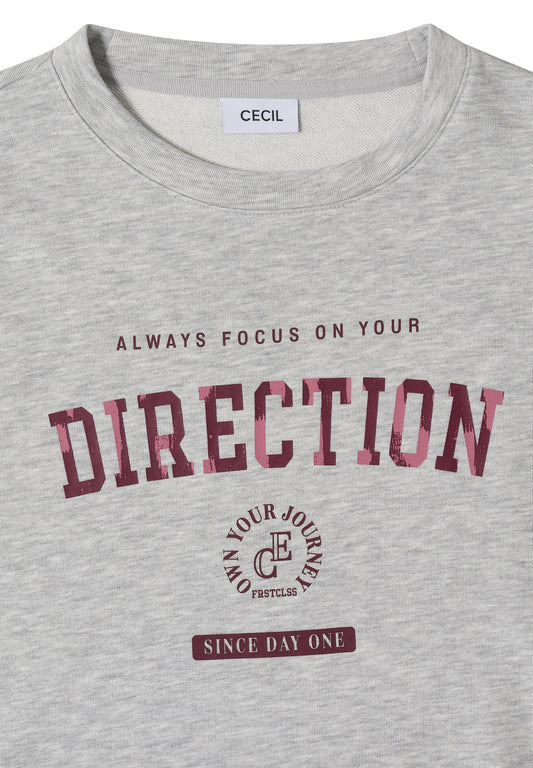 3/4-Arm Shirt mit Rundhals und Wording light grey melange Bild 2
