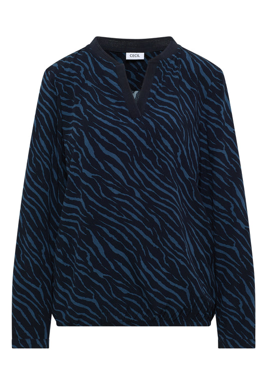 Bluse mit Zebra Print urban dark blue Bild 1