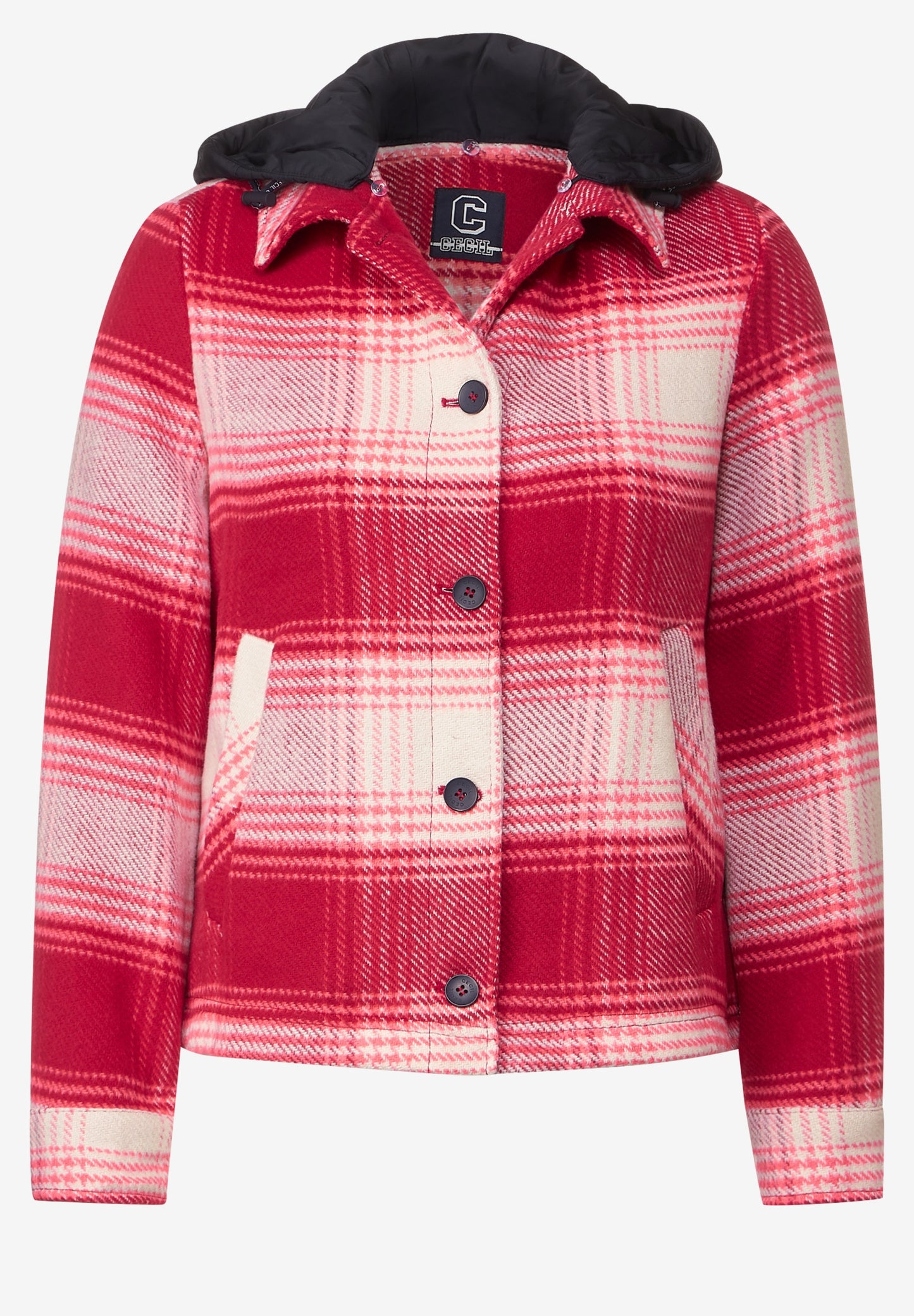 Check Jacket w. Detachable Hoo casual red Bild 1