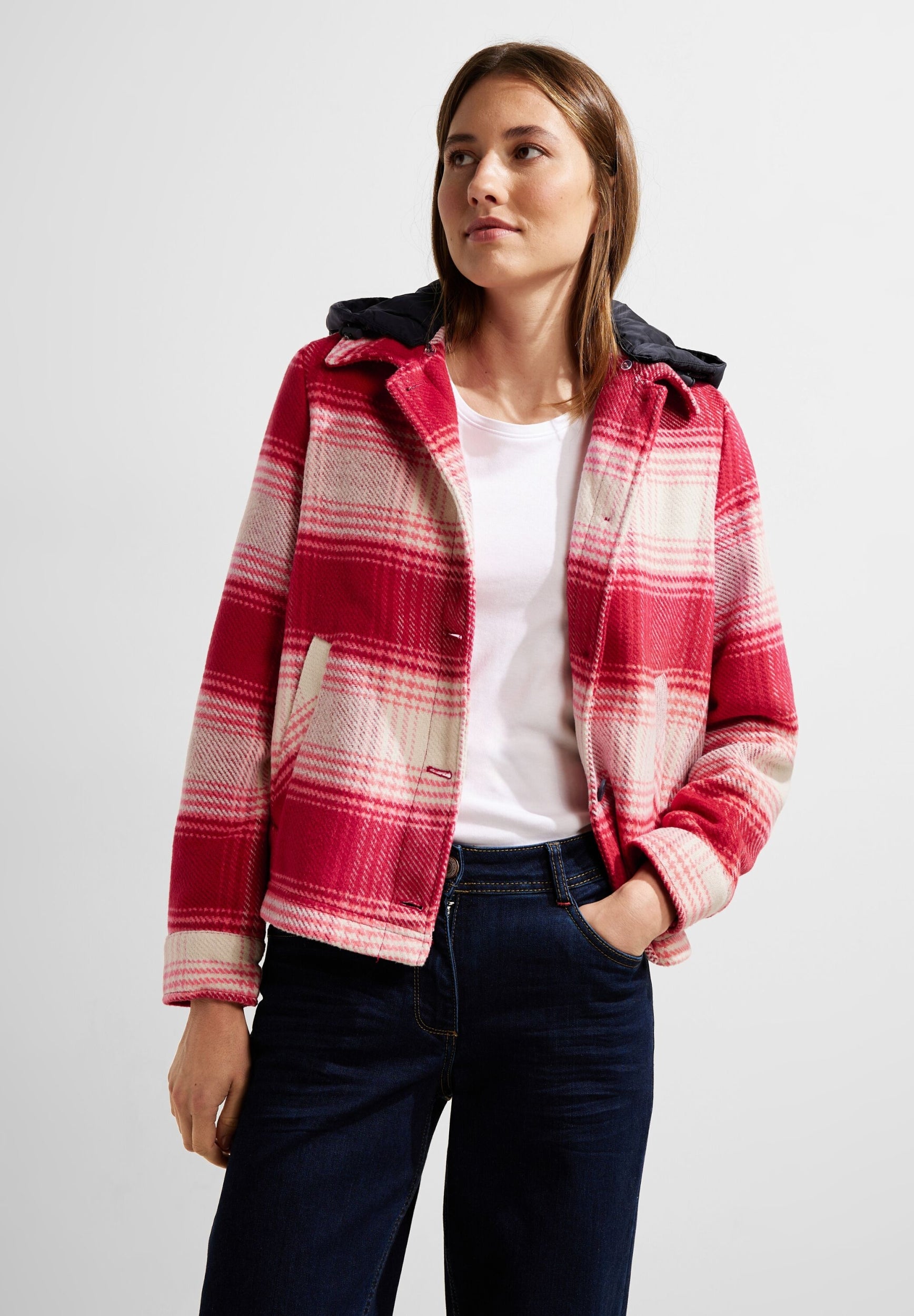Check Jacket w. Detachable Hoo casual red Bild 7