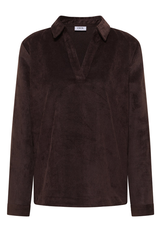 Corduroy Splitneck Blouse tartufo brown Bild 1