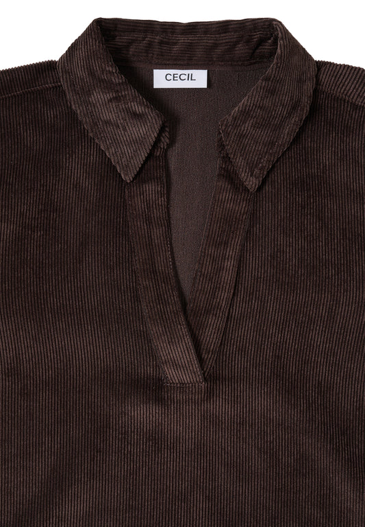 Corduroy Splitneck Blouse tartufo brown Bild 2