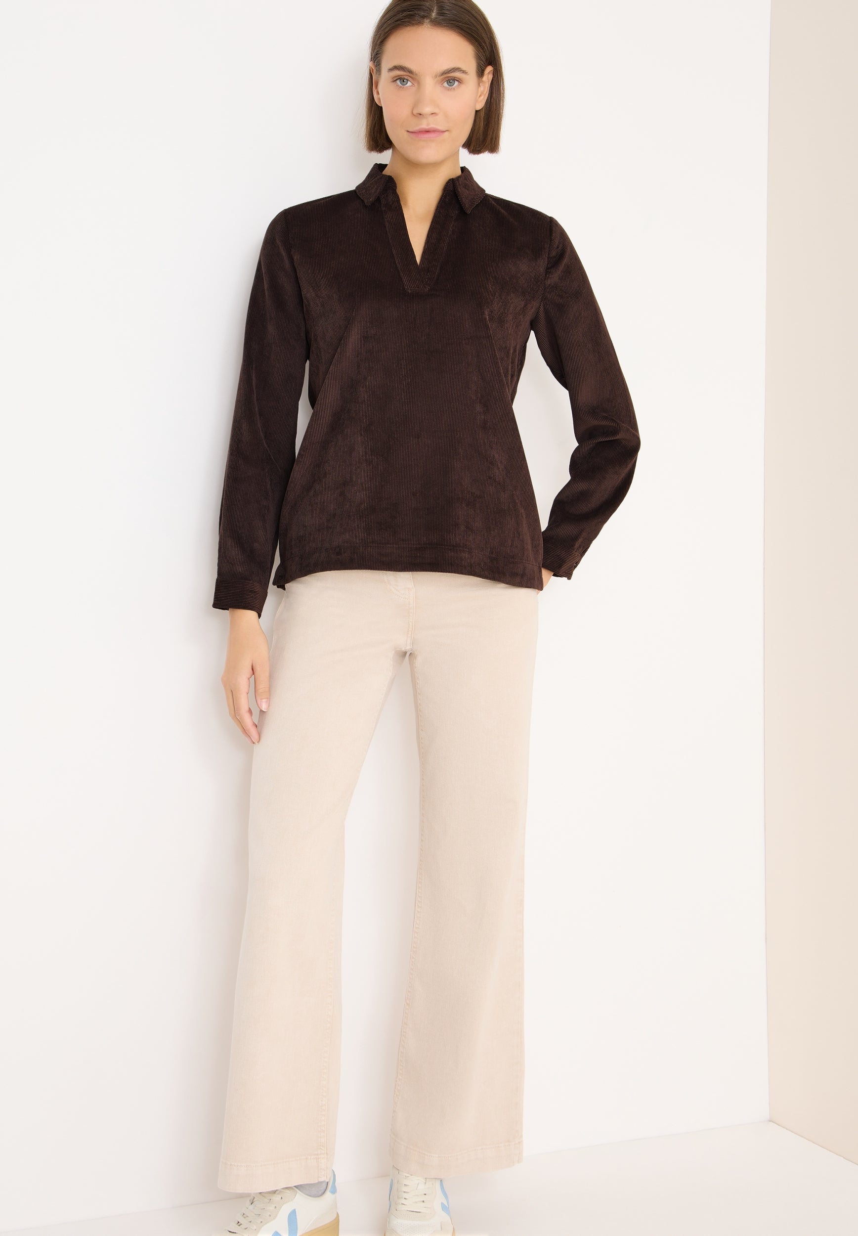Corduroy Splitneck Blouse tartufo brown Bild 5