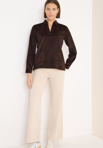 Corduroy Splitneck Blouse tartufo brown Bild 5