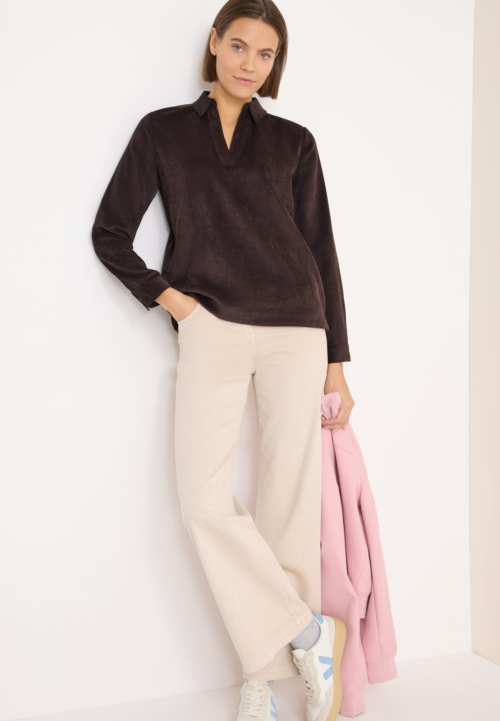 Corduroy Splitneck Blouse tartufo brown Bild 6