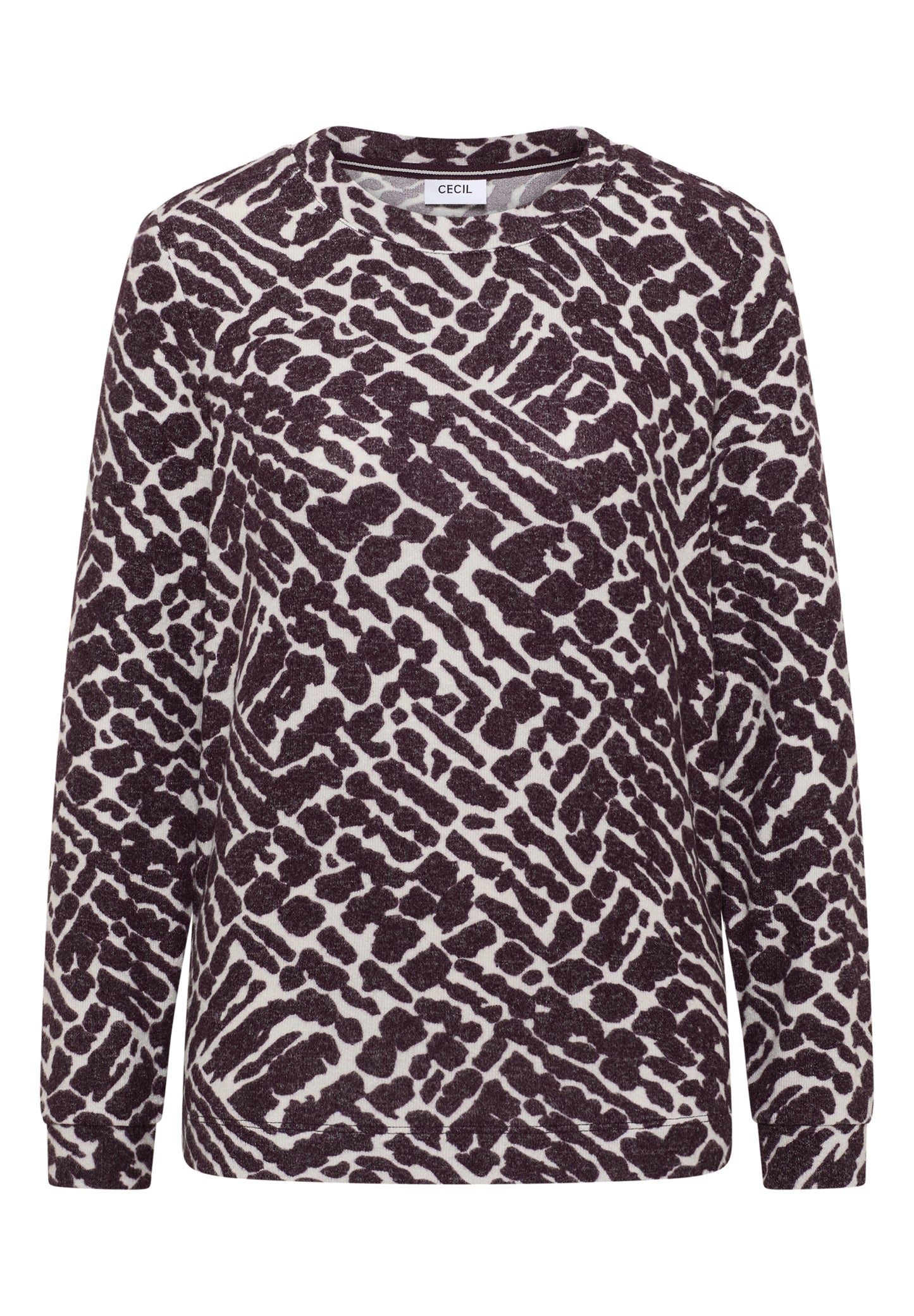 Cosy Melange AOP T-Shirt eggplant red melange Bild 1