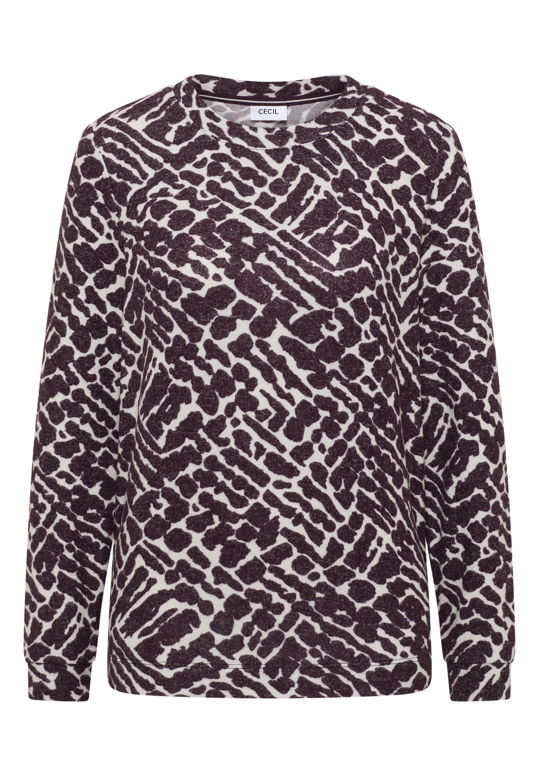 Cosy Melange AOP T-Shirt eggplant red melange Bild 1