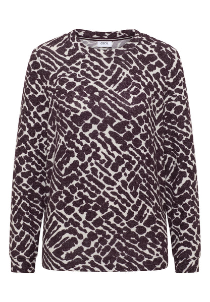 Cosy Melange AOP T-Shirt eggplant red melange Bild 1