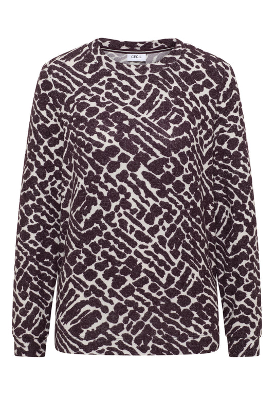 Cosy Melange AOP T-Shirt eggplant red melange Bild 1